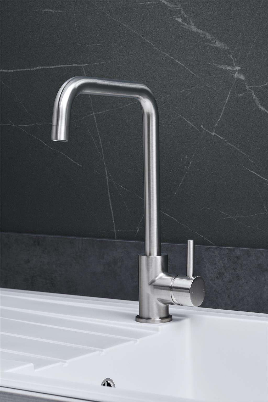 Liquida W10BN D-Shape Monobloc Single Lever Brushed Nickel Kitchen Mixer Tap